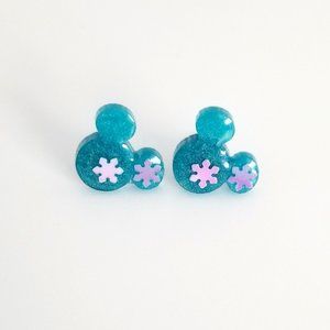 Teal Frozen Inspired Mickey Earrings